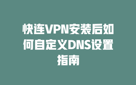 快连VPN安装后如何自定义DNS设置指南 一